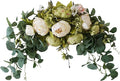 30 Inch Artificial Peony Flower Swag, Decorative Floral Swag with Fake Peonies Hydrangeas Eucalyptus Leaves Handmade Garland Wreath for Wedding Party Home Decor(White)
