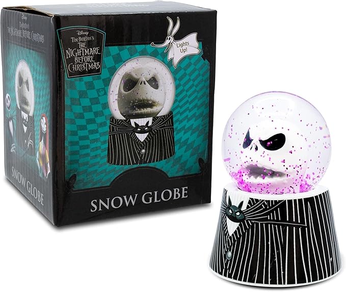 Disney The Nightmare Before Christmas Jack Skellington Adult 3-Inch Mini Light-Up Snow Globe with Glitter