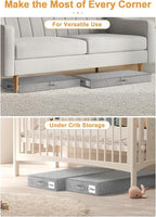 punemi Low Profile Under Bed Storage, 4 Inch Height Underbed Storage Containers With Sturdy Sidewalls & Bottom, Shallow Under Bed Organizer Clothes Storage Bins, Slim Under Couch Sofa Dresser Storage
