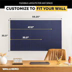 WALLHERO Large Cork Board Alternative | 15 Pack | Sizing Up to 59”x36”, Felt Wall Tiles, Office Wall Decor, Large Cork Boards for Walls, Corkboard, Cork Board for Office, Pin Board, Blue