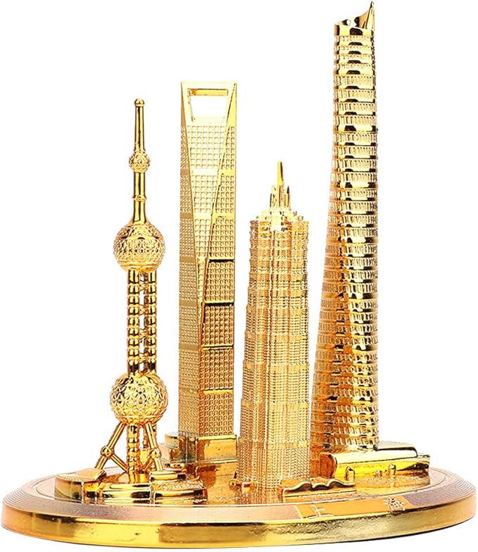 Keenso Shanghai Building Collection Model Reflective Bronze and Gold Vintage Trend Friends Big (Gold-Small)