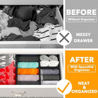 SpaceAid Drawer Organizer Clothes, 24 Pack Dresser Organizer Bins for Nursery, Closet Organization and Storage Dividers for Clothing, Baby Clothes, Underwears, Socks (Black)