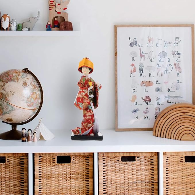 NOLITOY 1pc Kimono Doll Asian Japanese Dolls Car for Women Antique Geisha Statue Collectible Dolls Geisha Collectible Figurine Kabuki Doll Model Woman Wood Nationality Doll House