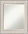 Amanti Art White Wall Mirror 24x20 Cottage White Silver Rectangle Bathroom Mirror for Wall Decor Living Room, Small Cottage Wood Frame, Hangs Horizonally and Vertically, Bathroom Decor, Beveled Edge
