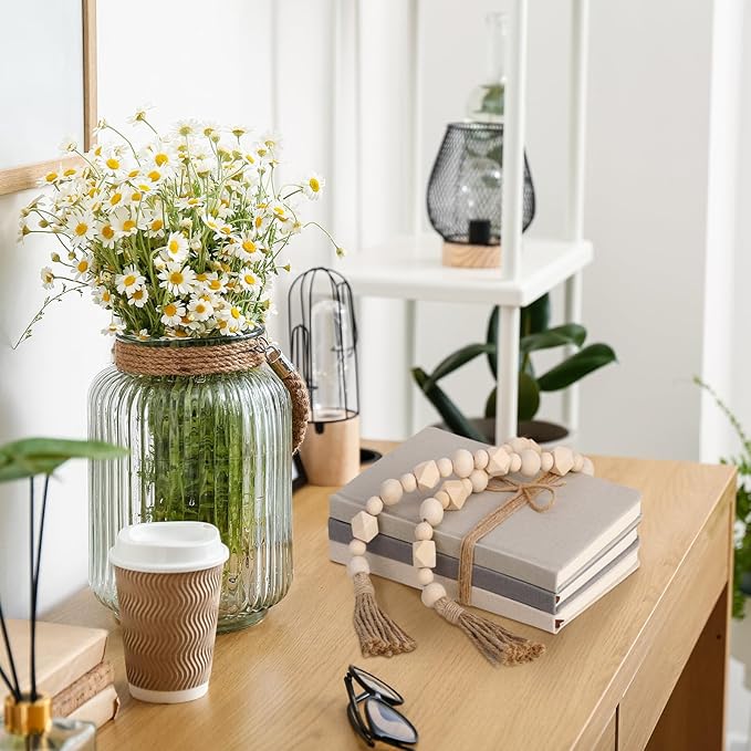 Feifeiya 3 Pieces Faux Decorative Books Set for Home Decor Fake Book for Shelves Coffee Table Stacked Linen Covered Display Notebook with Wood Bead Bookend Gift for Living Room (Classical Grey)