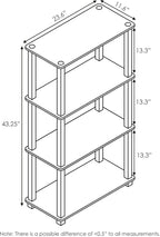 Furinno TURN-S-TUBE Storage Shelves, 4-Tier Book Shelf, Corner Shelf, Toolless Open Shelves, for Organization and Storage, Living Room, Garage, Home Office, Columbia Walnut