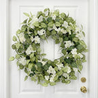 Jobflower 24 Inch Spring Wreaths for Front Door, All Seasons Summer Wreath with Fade-Resistant Greenery, Large Farmhouse Artificial Green Wreath for Outdoor Porch Wall Window Decor, Green