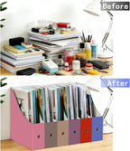 Limitliho 12 Pack Cardboard Magazine Holder for Desk, Book Bins for Classroom Library,Office,Home, 10.6" H x 10.2" L x 3.5" W in Magazine File Holder (Elegant color)
