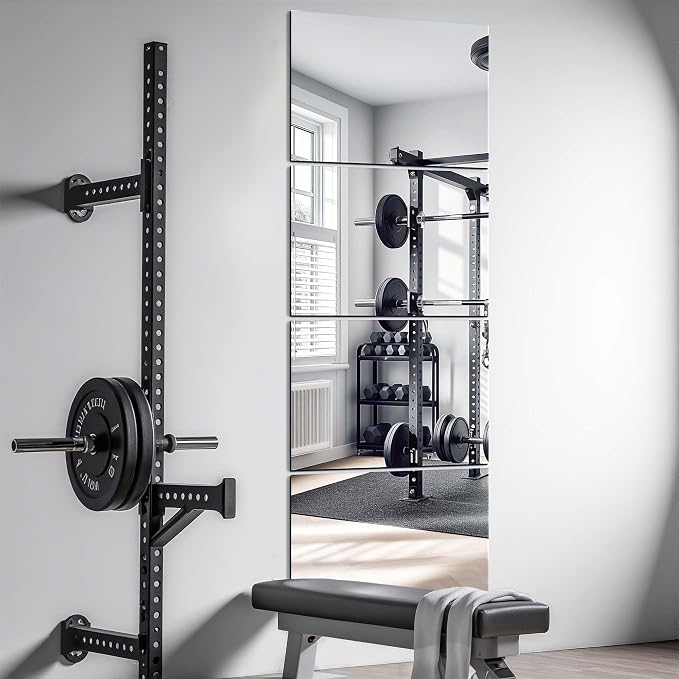Delma Wall Mirror Full Length,Mirror Tiles,Full Body Mirrors for Home Gym(Glass,16x12''-4PCS),Over The Door,Entryway,Living Room,Bedroom,(Glass - 16'' x 12'' - 4PCS)