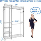 Simple Trending Heavy Duty Clothing Rack Loads 450 LBS, Garment Racks with Adjustable Shelves for Hanging Clothes, Metal Wardrobe Closet, Chrome
