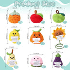 VioraWhite 18 Pcs Positive Fruit Sunflower Emotional Crochet Dolls Bulk Support Encouragement Emotional Knitted Crochet Gifts with Positive Words for Friends Coworker Decorations for Home Office