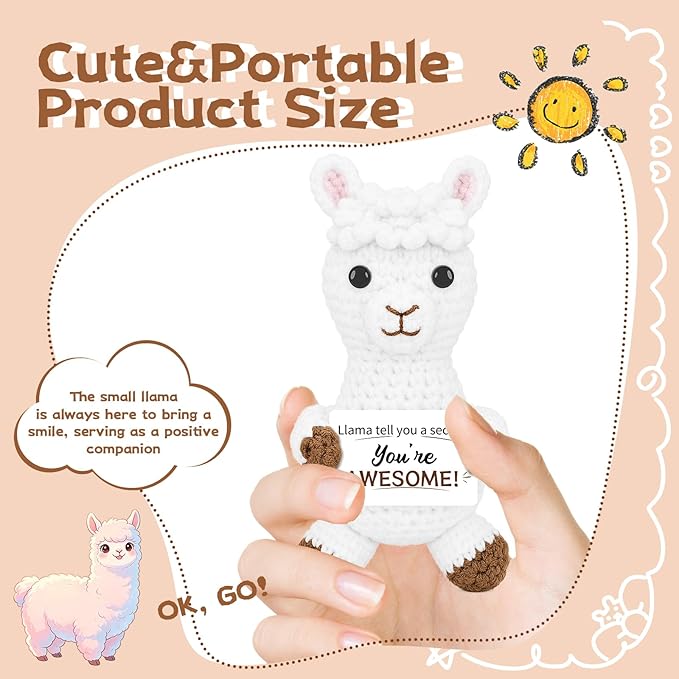 DAFURIET Funny Emotional Llama Gifts for Him Her, Positive Crochet Animals Fathers Day Birthday Anniversary Graduation Inspirational Appreciation Gift for Coworker Friend Colleague Teacher Mom Dad