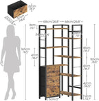 YATINEY Corner Bookshelf, 7 Tier L-Shaped Bookcase with 3 Drawers, Storage Corner Shelf, Freestanding Tall Display Shelf, Industrial Style, for Living Room, Home Office, Rustic Brown and Black SJ10BR