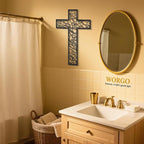 WORGO Metal Cross for Wall Crosses Wall Decor for Spiritual Home Decor and Gifting Metal Wall Art Christian Home Decor for Living Room Dining Room Bathroom (Black, 29.9" L x 19.8" W)