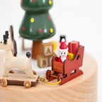 Natural Solid Wood Handcrafted Beech Wooden, Musical FigureTotoro/Carousel/Fairy/Ballerina Figurine,Rotating Hand Crank Mechanism Music Box,Musical Decorations (Christmas Tree and Carriage)