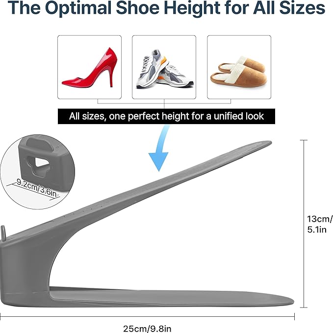 One-Piece Shoe Slot Organizer 20 Pack, Space-Saving Stackers for Closet, Entryway & Shoe Rack | No Assembly Needed