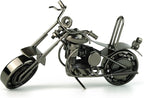 TRANSGOOD Handmade Motorcycle Model with Rolling Wheels, 9" Vintage Steampunk Bike Sculpture, Heavy-Duty Iron Desk Decor, Unique Biker Gift for Dad Husband, Industrial Man Cave Office Home Art (B02)