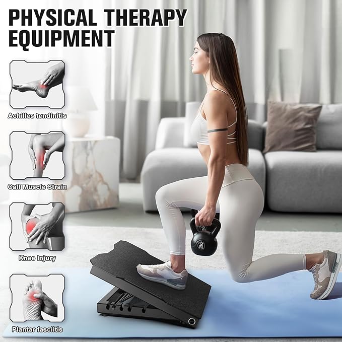 Steel Slant Board Calf Stretcher 600lbs Weight Capacity Squats Wedge 5 Adjustable Incline Balance Board for Foot Leg Hamstring Knees Ankle Heel Stretching Training for Home Gym or Commercial