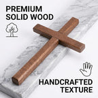 Christian Wooden Cross for Wall and Table, 7.87" x 4.7" Premium Small Handheld Prayer Cross with Hook, Spiritual Religious Gift for Christmas Baptism Altar Church Home Room Decor