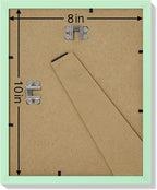 Vittanly 8x10 Picture Frames Set of 9, Shatter Resistant Plexiglass, Display 5x7 Pictures with Mat or 8x10 without Mat, Photo Frames for Wall or Tabletop, Engineered Wood, Light Green