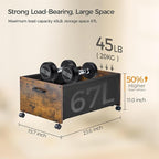 Under Bed Storage with Wheels, Wooden Under Bed Drawers On Wheels, Rolling Under Bed Shoe Storage, Space Saving, Rustic Brown,70L