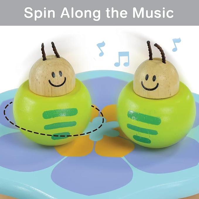 Wooden Music Box Mechanism - Rock n Roll Dancing Bug on Flower Playing Minuet No.3 for Kids (Caterpillar)