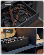 Lolalet 7 Compartments Belt Organizer, PU Leather Belt Storage with Soft Lining, Extra-Wide Slots for Men and Women, Fits Drawer, Closet & Entryway Cabinet -2 Packs, Black