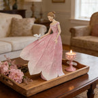 Guichifun Fairy Statue Collection Home Decoration - Pink Leaf Angel Girls Resin Home Garden Decor for Outside or Inside Rustic Fairy Garden Figurines Gifts for Women 8.5 x 5.25 x 12 Inch