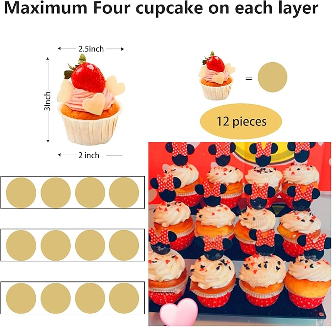 AZEAM Acrylic Riser, Black Display Risers Stand Large Collection Organizer Shelf for Cupcake Food Desserts Holder Cosmetic Products Tabletop Use and More (12 X 8 X 6 Inch) (2 Packs Black)