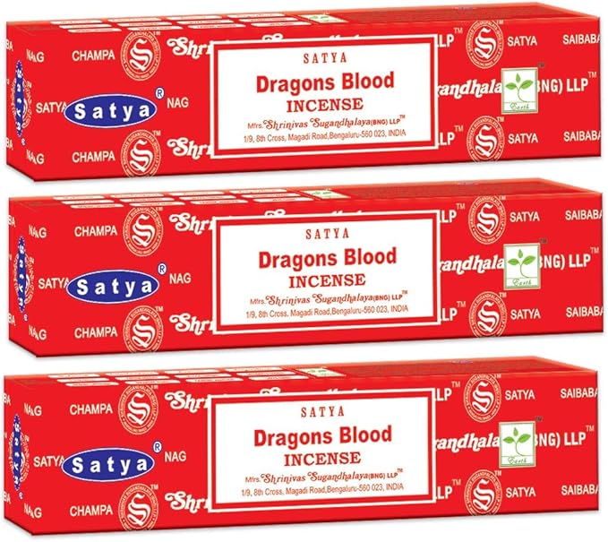 3 Packs Original Satya Sai Baba Nag Champa Incense Sticks Joss Insence - Insense 15g Box NagChampa Agarbatti (Dragon's Blood)
