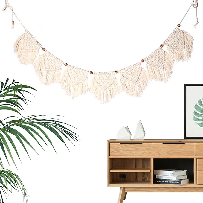 Gcroet Tassel Garland 100cm/39.37inch Woven Hanging Vintage Color Decorative Macrame Wall Decor for Living Room Bedroom ...