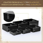 Geelin 6 Pack Acrylic Risers for Display Acrylic Cube Boxes Risers Display Stands with Hollow Bottoms Decorative Stand for Jewelry Candy Table Decor 6 Sizes(Black,7 to 12 Inch,Square)