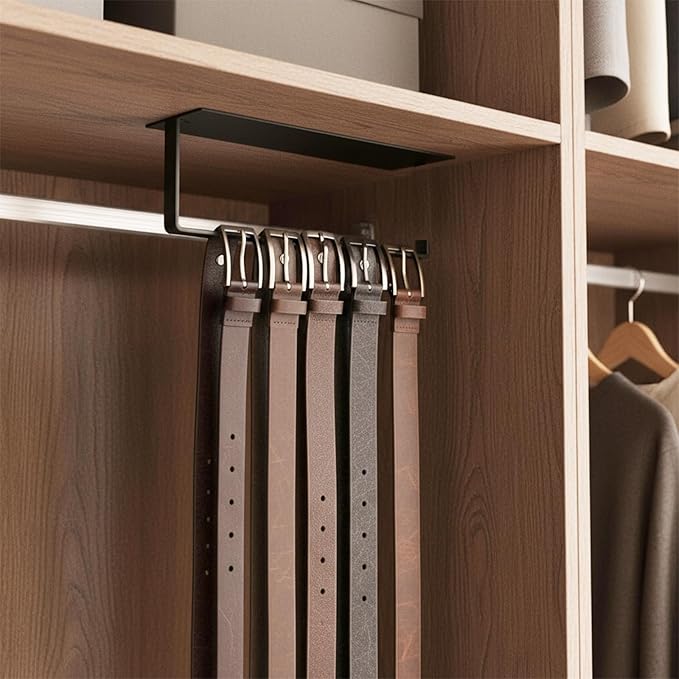2pack Belt Hanger for Closet,Self Adhesive Belt Holder Organizer,Stainless Steel Belt Hanger Wall Mount,Tie Hanger for Closet for Belt, Scarves,Ties, Hats,Camisoles,Bras