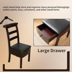 Suit Valet Stands for Men Women Contour Hanger Chair Valet with Drawer and Trouser Bar Wooden Valet Stand Organizer Storage for Entryway Bedroom