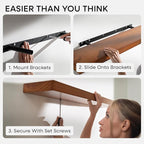 Homeforia 18 inch Floating Shelf Oak, High End Solid Real Wood 18inch Long Floating Shelves for Wall Mounted, Honey Oak Wooden 18in Floating Shelves, Heavy Duty Bracket, 18 X 6.5 X 1.75 inch, Set of 4