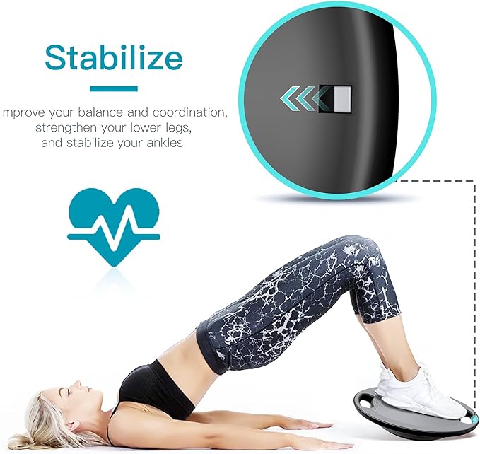 EVERYMILE Wobble Balance Board, Exercise Balance Stability Trainer Portable Balance Board with Handle for Workout Core Trainer Physical Therapy & Gym No-Skid Surface