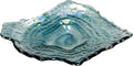 Things2Die4 Oyster Shaped Decorative Plate, 10 X 7.5 Inch Iridescent Sea Blue Glass Accent Dish for Coastal Table Decor, Freeform Wavy Shell Design for Entryway or Living Room