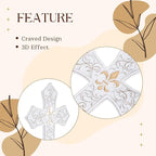TRENDIN Gold Cross for Wall, Rustic Wooden Cross with Fleur de Lis, Decorative Hanging Christian Wall Art for Home, Living Room, or Bedroom, Distressed White