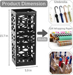 ZENFUN Metal Umbrella Holder Stand for Entryway, Square Umbrella Organizer, Walking Sticks Storage Bin Freestanding for Home, Office, Hotel, Black, 5.9 x 5.9 x 15.7 Inches