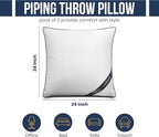 Utopia Bedding Throw Pillow Inserts (Pack of 2, White), 24 x 24 Inches Decorative Indoor Pillows for Sofa, Bed, Couch, Cushion Sham Stuffer
