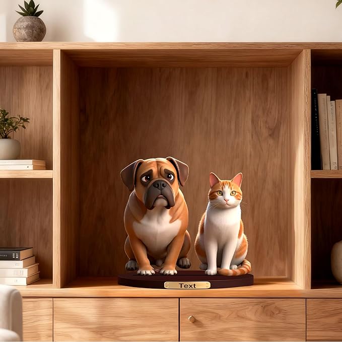 Personalized Photo Pet Cartoon Style Ornament Custom 3D Pet Statues From Photos Pet Memorial Desktop Display Customized Cartoon Figurine Desktop For Office Bedroom Gift'S For Dog Cat Lovers (Pet cartoon)