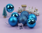 Emopeak 24Pcs Christmas Balls Ornaments for Xmas Christmas Tree - 4 Style Shatterproof Christmas Tree Decorations Hanging Ball for Holiday Wedding Party Decoration (Lake Blue, 1.6"/4.2CM)