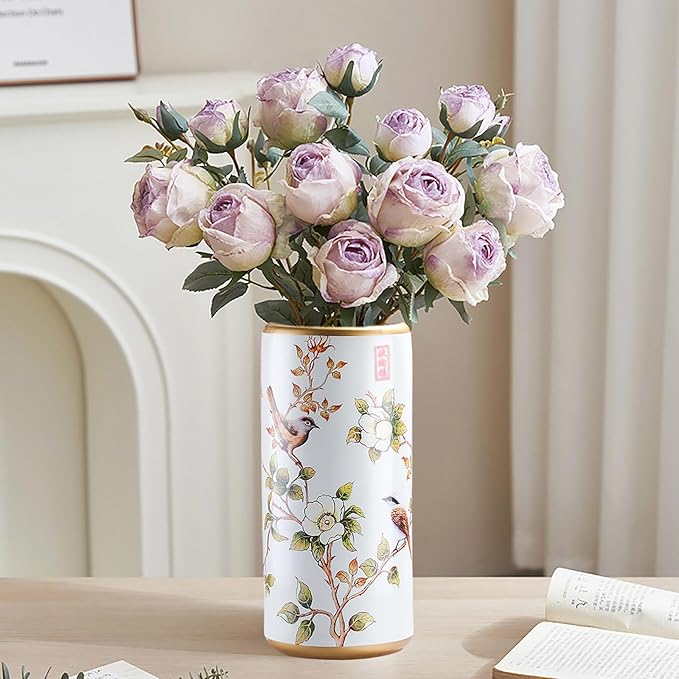Ceramic Umbrella Stand Living Room Floor-Standing Freestanding Cane Chinese Umbrella Stand Multifunctional Painted Porcelain Vintage Ceramics Flower Vases for Home Office Entrance Indoor(C)