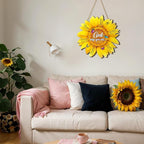 Panelee Christain Sunflower Wooden Hanging Decor for Kitchen Door 11.8 Inch Bible Verse Sunflower Shape Welcome Sign for Wall Front Door Room Home Decor Christian Gift for Family Friends