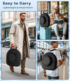 Hat Box for Cowboy Travel Extra Large, Waterproof Hard Hat Travel Case Storage Can for Fedora Panama Tweed Cap Hat Holder Organizer Carrier with Adjustable Carry Strap, Mens Western Gift, Large Black