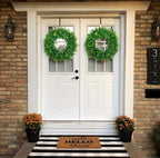 U'Artlines 2Pack 17" Front Door Wreaths Artificial Spring Summer Greenery Hanging Garland for Home Wedding Wall Window Decoration (17'' Boxwood,2)