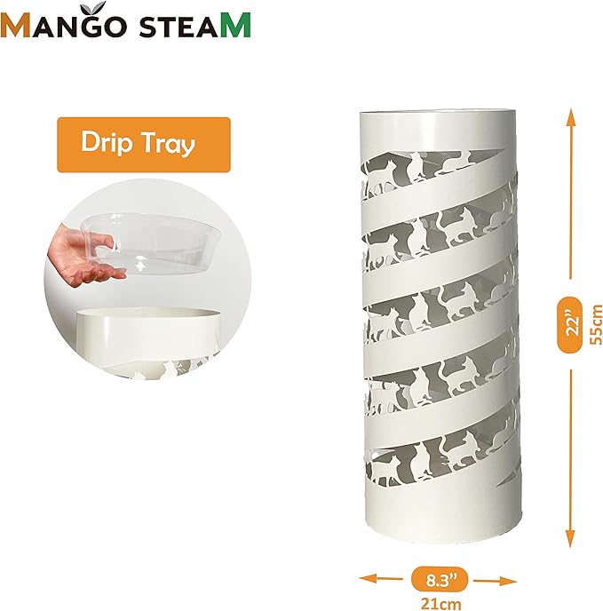 Mango Steam Round Cat Spiral Umbrella Stand 22" Tall, White