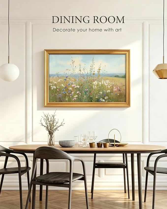 VIYYIEA Vintage Large Framed Wall Art for Living Room, Landscape Canvas Prints Home Decor, Oil Painting Picture, Bedroom Wall Decor Gifts for Friends or Family -【Summer Whispers】-(36L x 24W)
