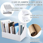 6 Pack Cardboard Magazine File Holders 24 Grids Vertical Book Bins 10.6'' x 10.2'' x 14'' Magazine Document Storage Box for Desk Shelves Home Office Classroom Library Use (White)