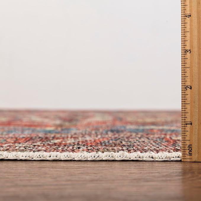 Keen Home Design 2x10 Rug - Machine Washable Runner with Non-Slip Backing, Ideal for Hallway, Entryway, Kitchen, Laundry Room - Vintage, Easy Clean, Durable, Low Pile Rug - (2'6" x 10')